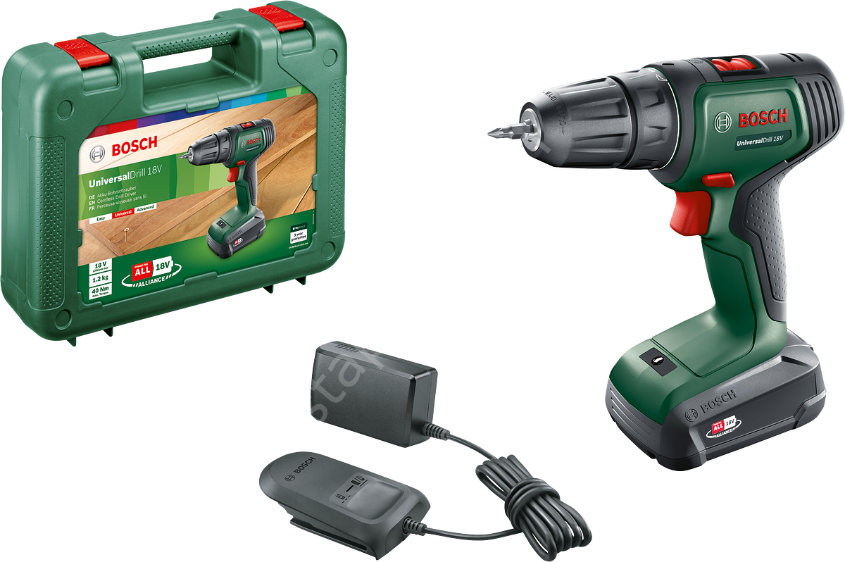 Bosch UniversalDrill 18 Tek Akülü Delme Vidalama Makinesi (1 x 1,5Ah) 06039D4001