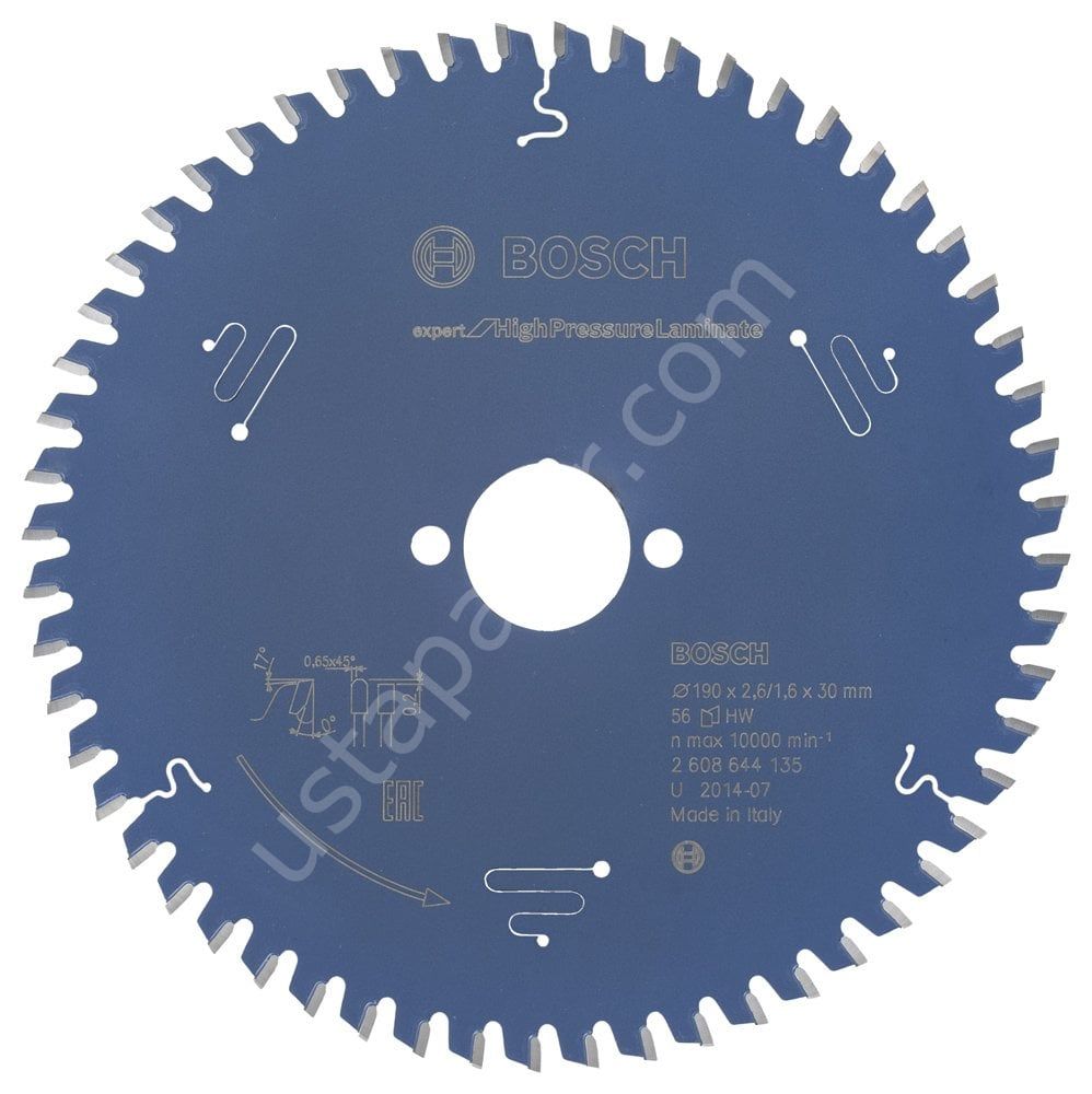 Bosch - Expert Serisi Yüksek Basınçlı Lamine Panel ve Trespa için Daire Testere Bıçağı 190*30 mm 56 Diş 2608644135