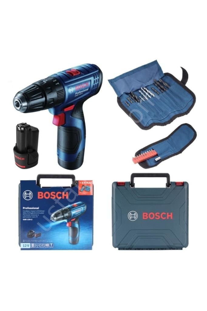 Bosch GSB 120-LI 12 V Çift Akülü Darbeli Vidalama Makinesi + 23 Parça Vidama Ucu