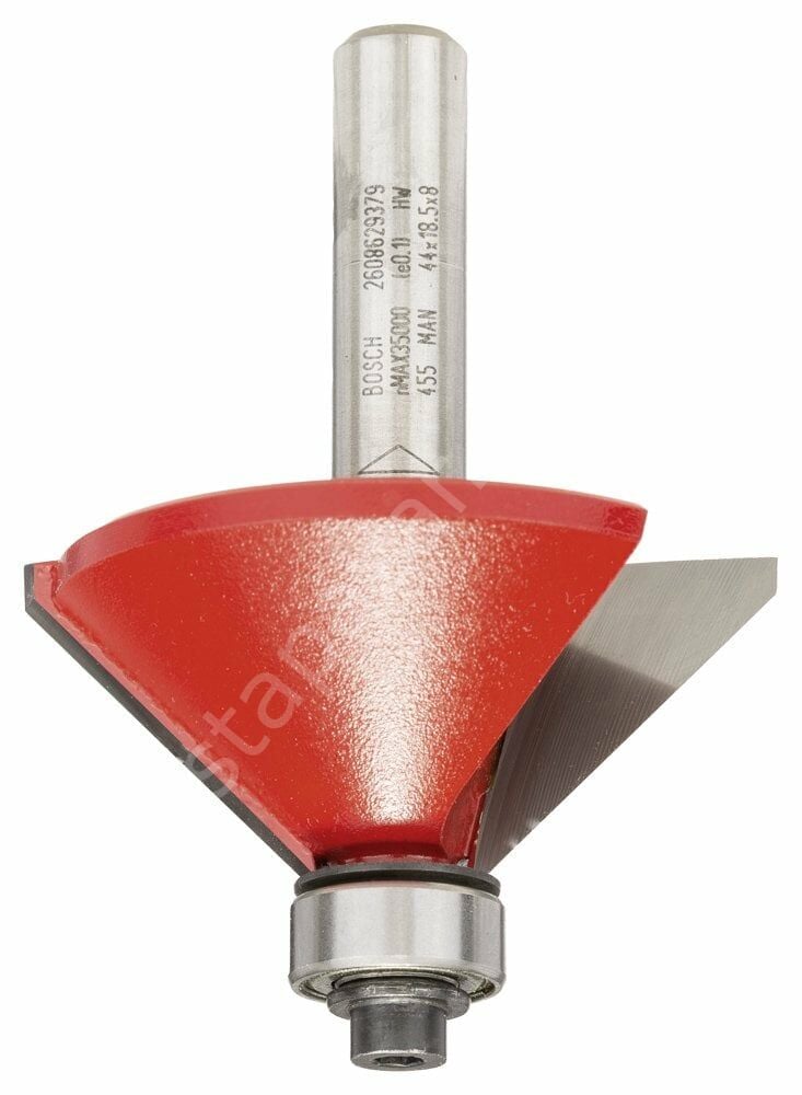 Bosch - Expert Serisi Ahşap İçin Çift Oluklu, Sert Metal Bilye Yataklı Pah Açma Frezesi 8*15,65*61 mm 2608629379