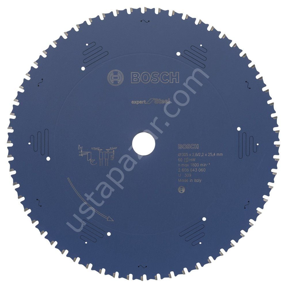 Bosch - Expert Serisi Metal için Daire Testere Bıçağı 305*25,40 mm 60 Diş 2608643060