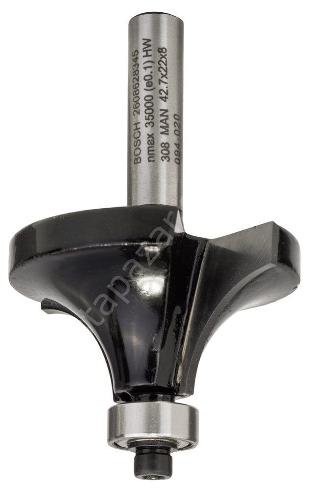 Bosch - Standard Seri Ahşap İçin Çift Oluklu, Sert Metal Bilya Yataklı Yuvarlama Frezesi 8*15*66 mm 2608628345