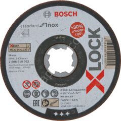 Bosch - X-LOCK - 115*1,6 mm Standard Seri Düz Inox (Paslanmaz Çelik) Kesme Diski (Taş)