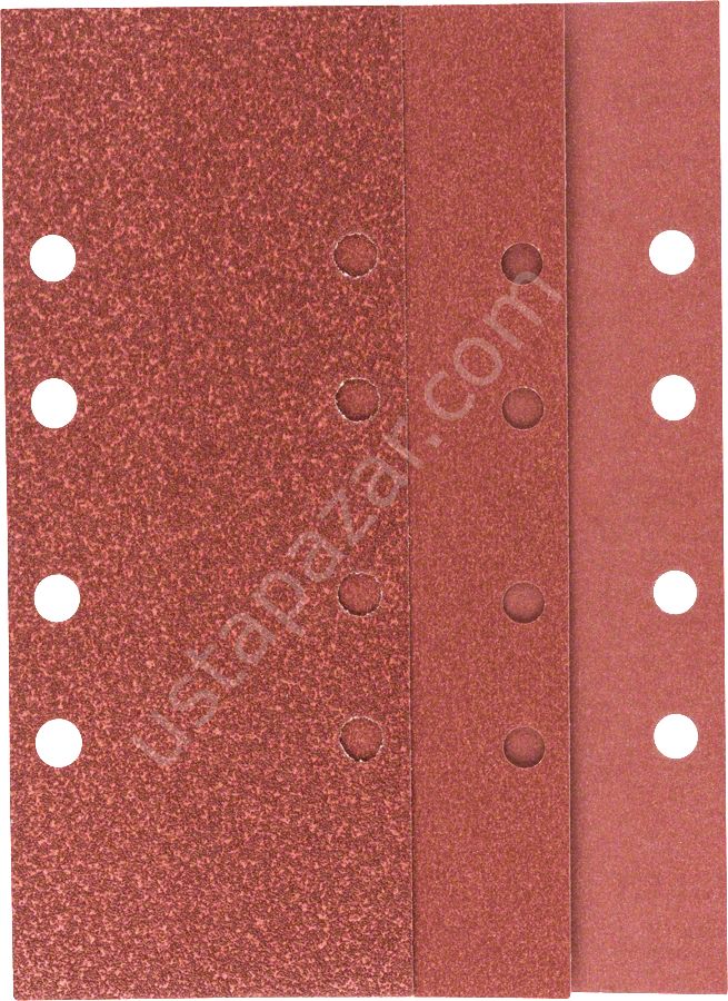 Bosch - Titreşimli Zımpara Kağıdı 10'lu Set, 93 x 230 mm 60/120/180 Kum 8 Delik