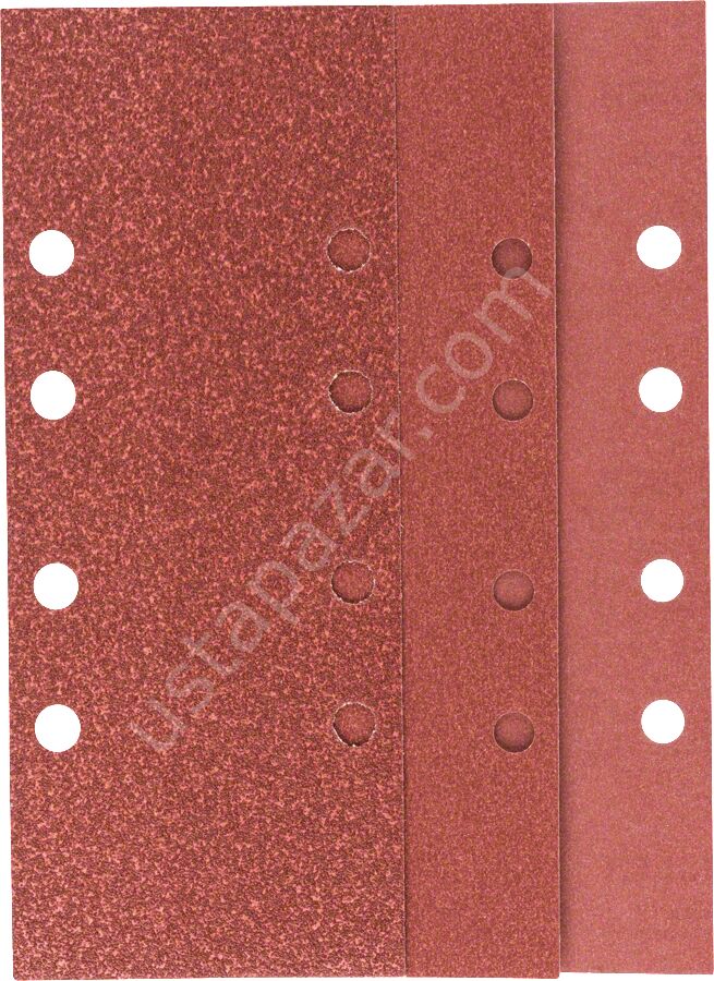 Bosch - Titreşimli Zımpara Kağıdı 10'lu Set, 93 x 230 mm 60/120/180 Kum 8 Delik