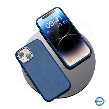 iPhone 15 Spada Pelle Dark Blue Kapak