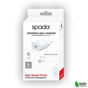 Spada Micro USB Kablolu 1800 mAh Ev Şarjı - STC-A515A