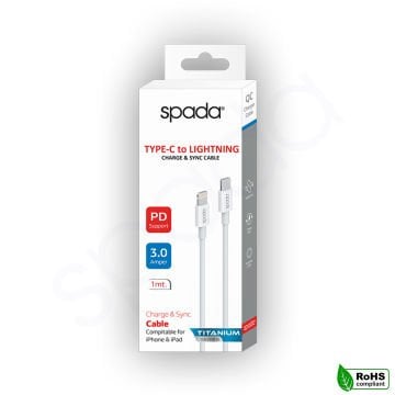 Spada Titanium Seri KBL-820WH Type-C – Lightning 1 metre Şarj ve Data Kablosu