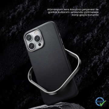iPhone 16 Spada Pelle Magsafe Gri Kapak