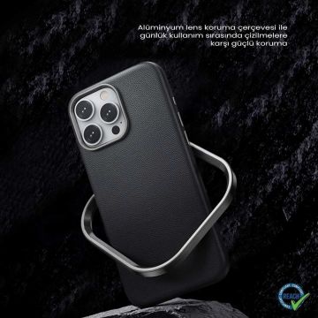 iPhone 16 Pro Spada Pelle Magsafe Siyah Kapak