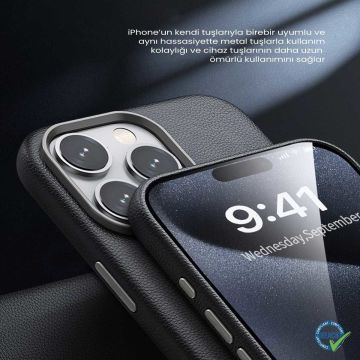 iPhone 16 Pro Max Spada Pelle Magsafe Gri Kapak