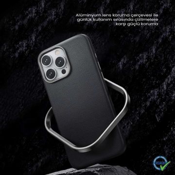 iPhone 16 Pro Max Spada Pelle Magsafe Gri Kapak
