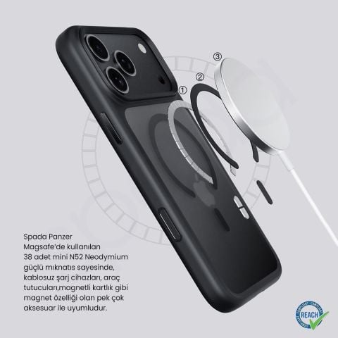 iPhone 17 Pro Max Spada Panzer Magsafe Siyah Kapak