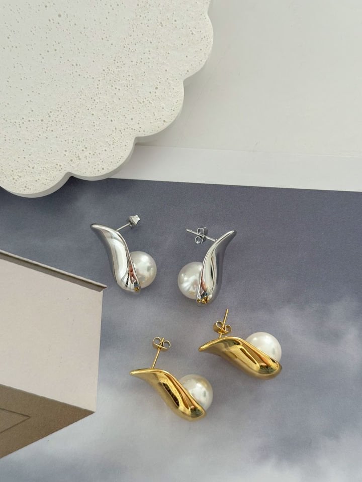 Çelik | Pearl Hold Küpe