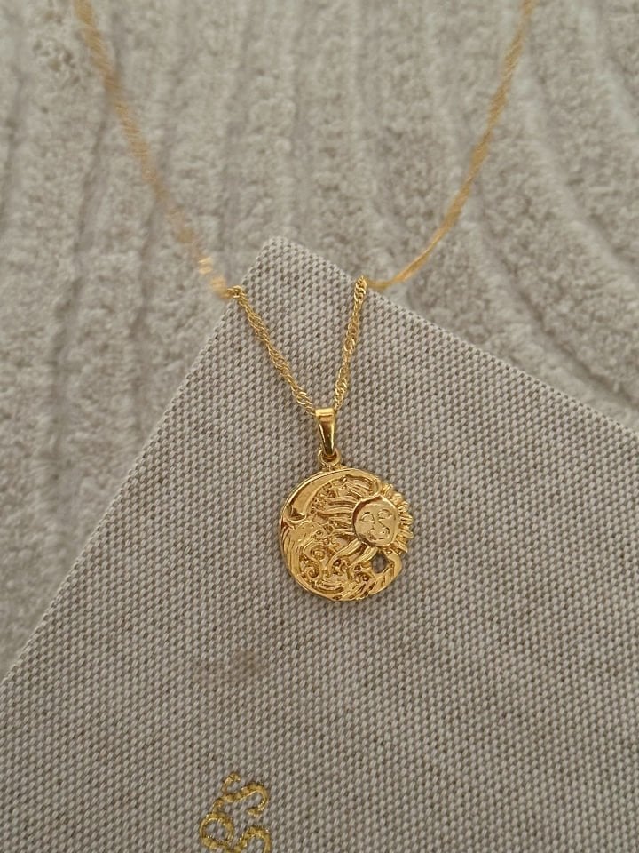 Altın Kaplama Moon & Sun Kolye