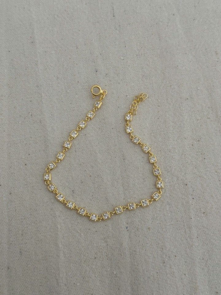 925 Gümüş | Mini Kare Taşlı Bileklik