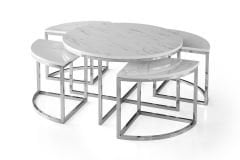 Pizza Orta Sehpa Krom - Marmo Highglass