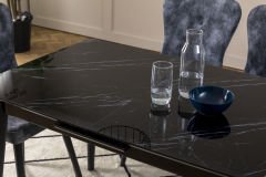 Venüs Siyah Mermer Highglass Masa Takımı