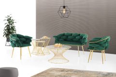 Balon Çay Seti Yeşil-Gold