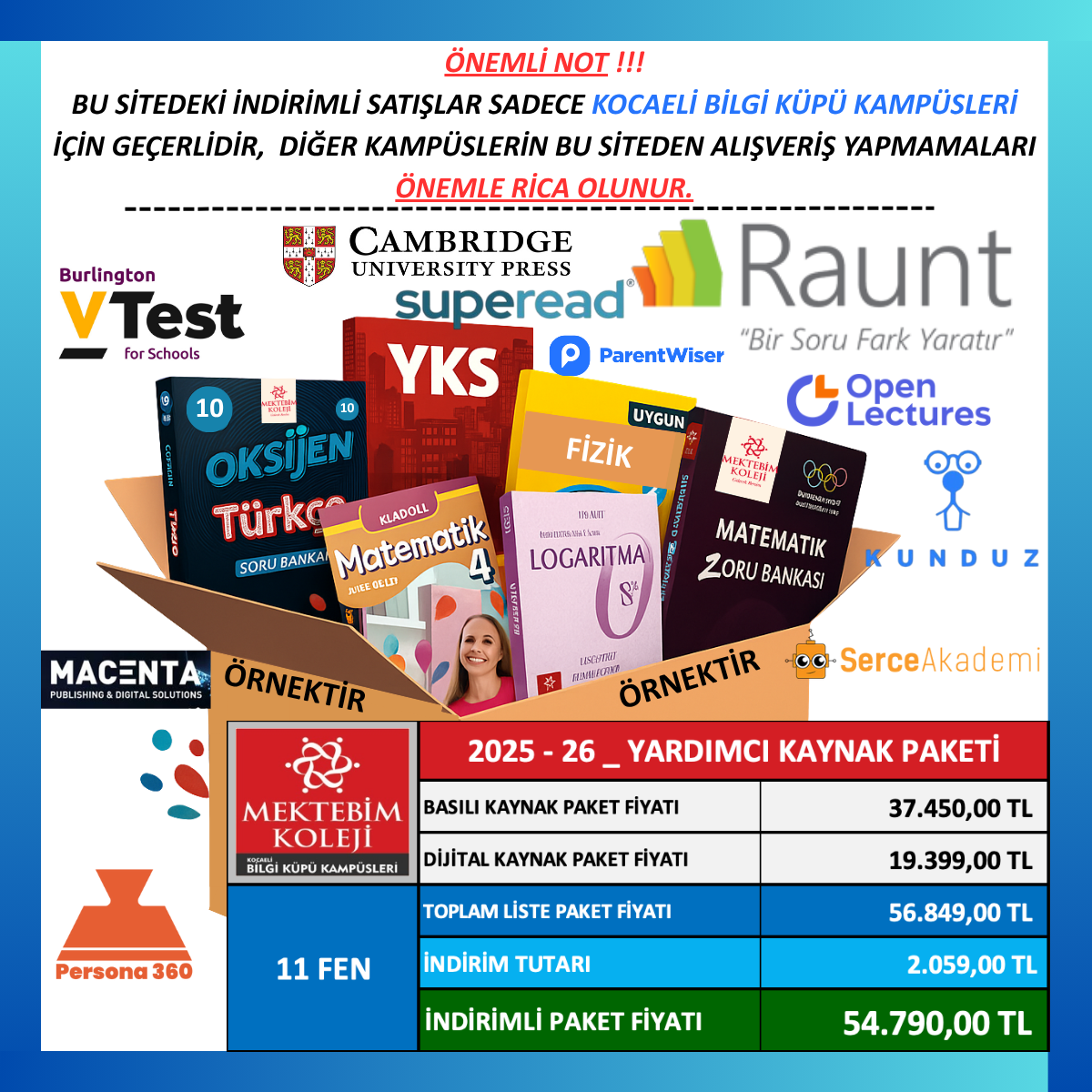 11.SINIF FEN LİSESİ YARDIMCI KAYNAK PAKETİ