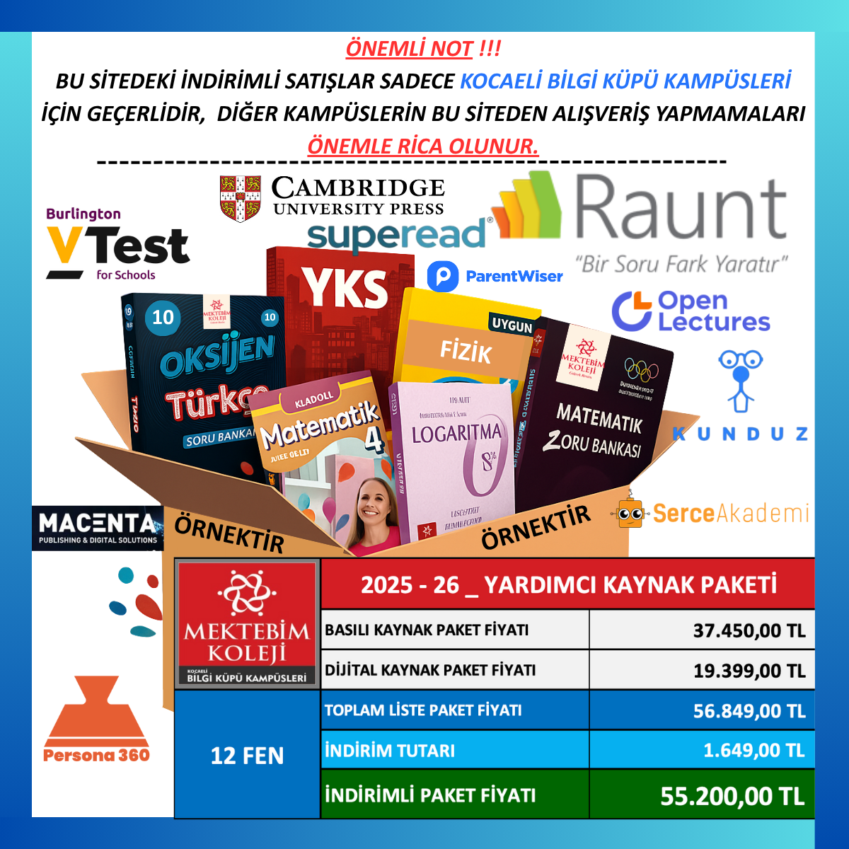 12.SINIF FEN LİSESİ YARDIMCI KAYNAK PAKETİ