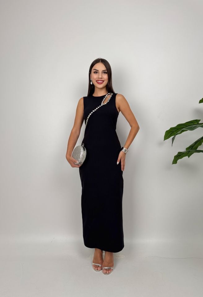 3048 OMUZ DEKOLTELİ ELBİSE
