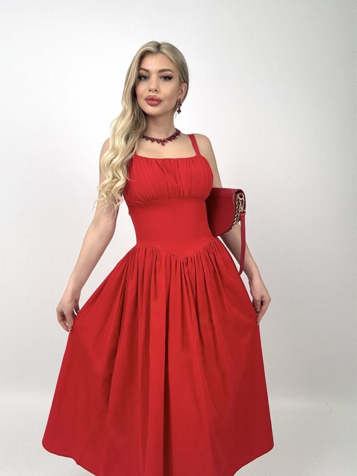 003_3017 ÖNÜ BÜZGÜLÜ TRİKOTON RED - KIRMIZI