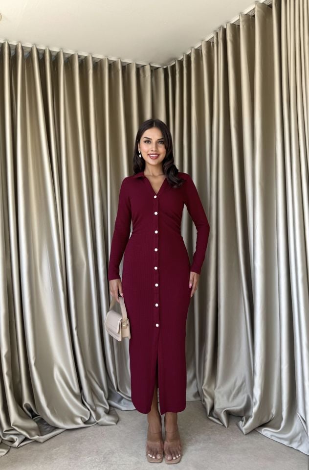 024_3047 ELBİSE BURGUNDY - BORDO
