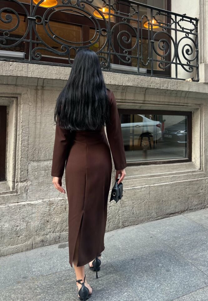 3054 ELBİSE BROWN - KAHVE