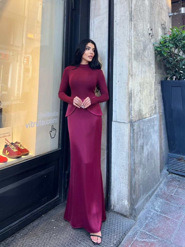 3081 ELBİSE BROWN - KAHVE