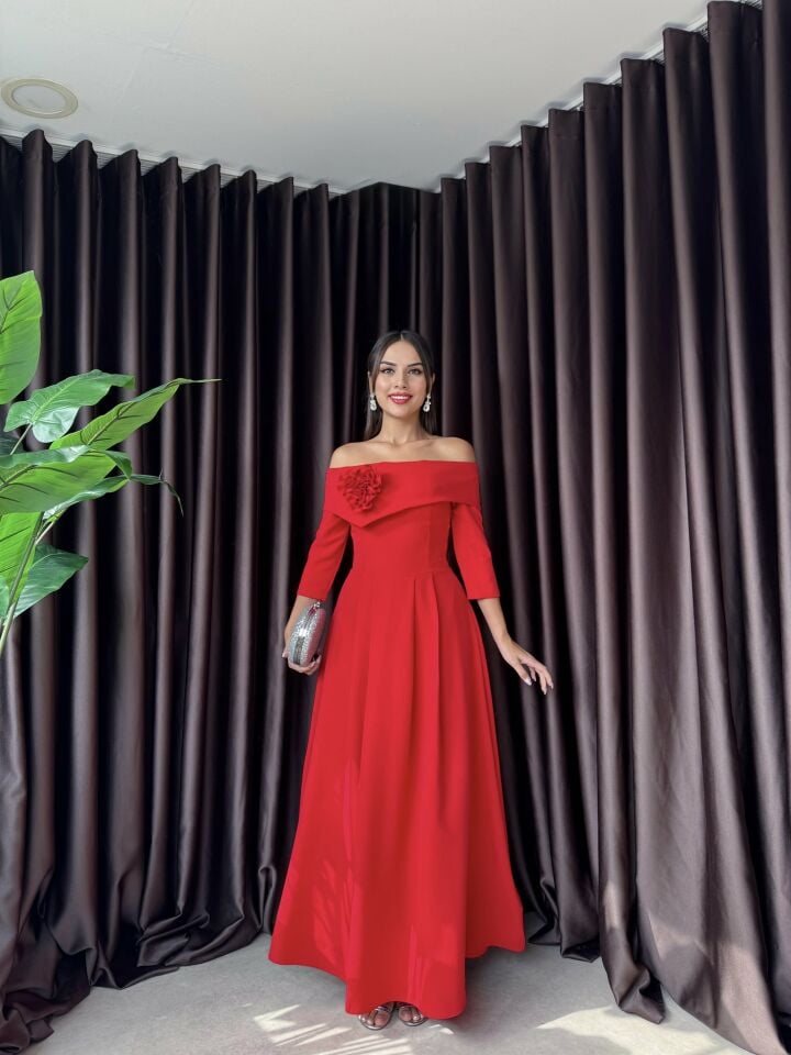 3073 ELBİSE RED - KIRMIZI