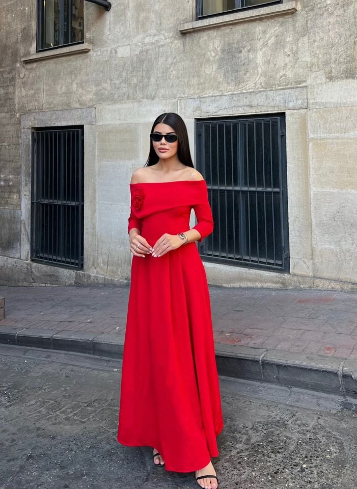 3073 ELBİSE RED - KIRMIZI