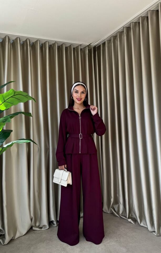 3082 KEMERLİ TAKIM BURGUNDY - BORDO