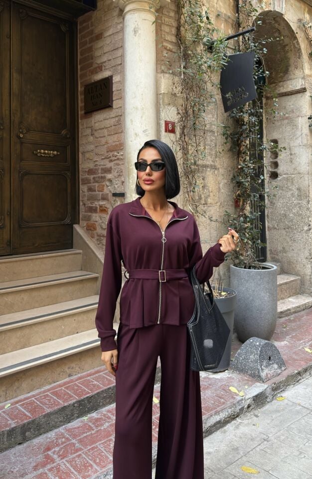 3082 KEMERLİ TAKIM BURGUNDY - BORDO