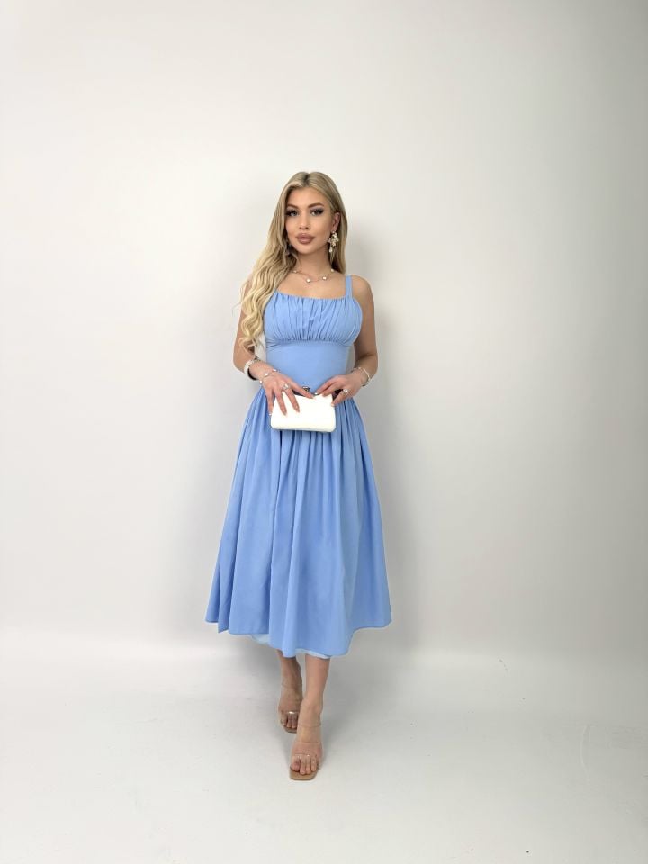 3017 ÖNÜ BÜZGÜLÜ TRİKOTON BEBE MAVİ