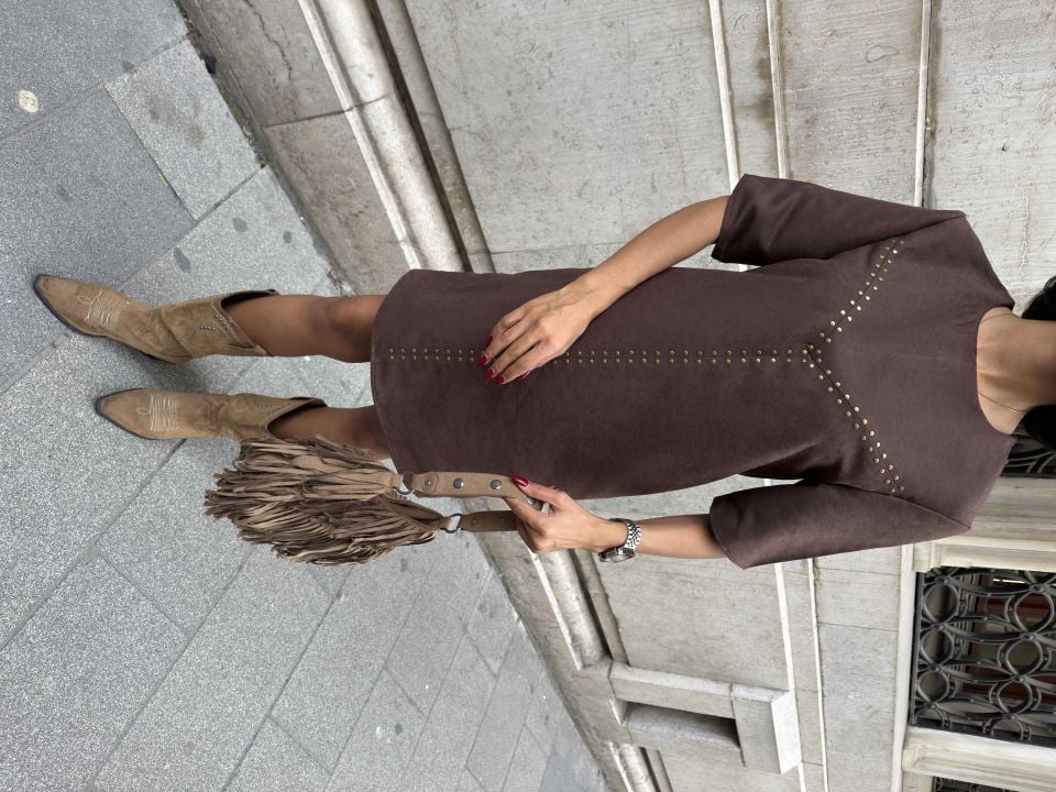 3102 SUET ELBİSE BROWN - KAHVE