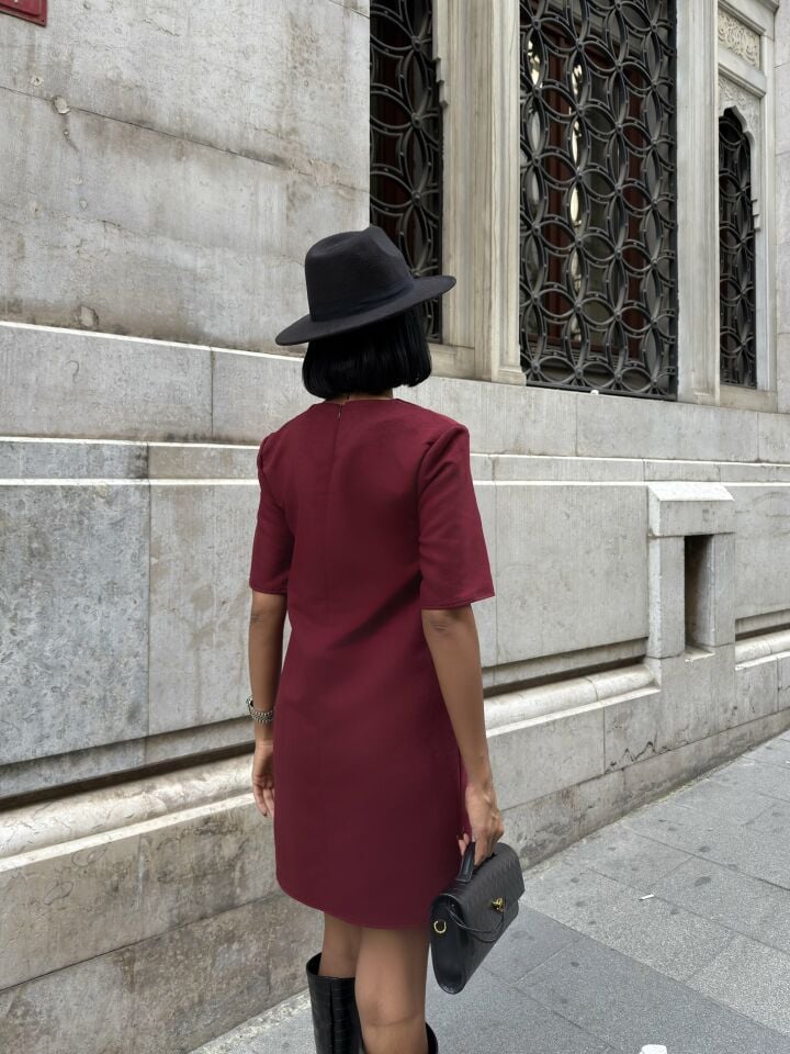 3102 SUET ELBİSE BURGUNDY - BORDO