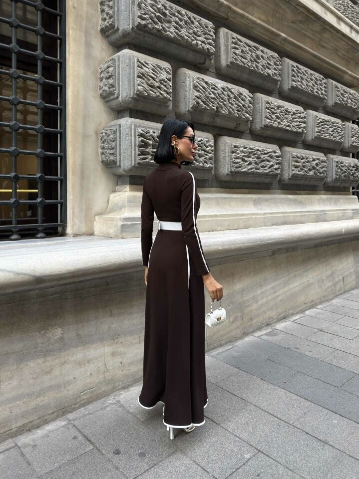 3084 ELBİSE BROWN - KAHVE