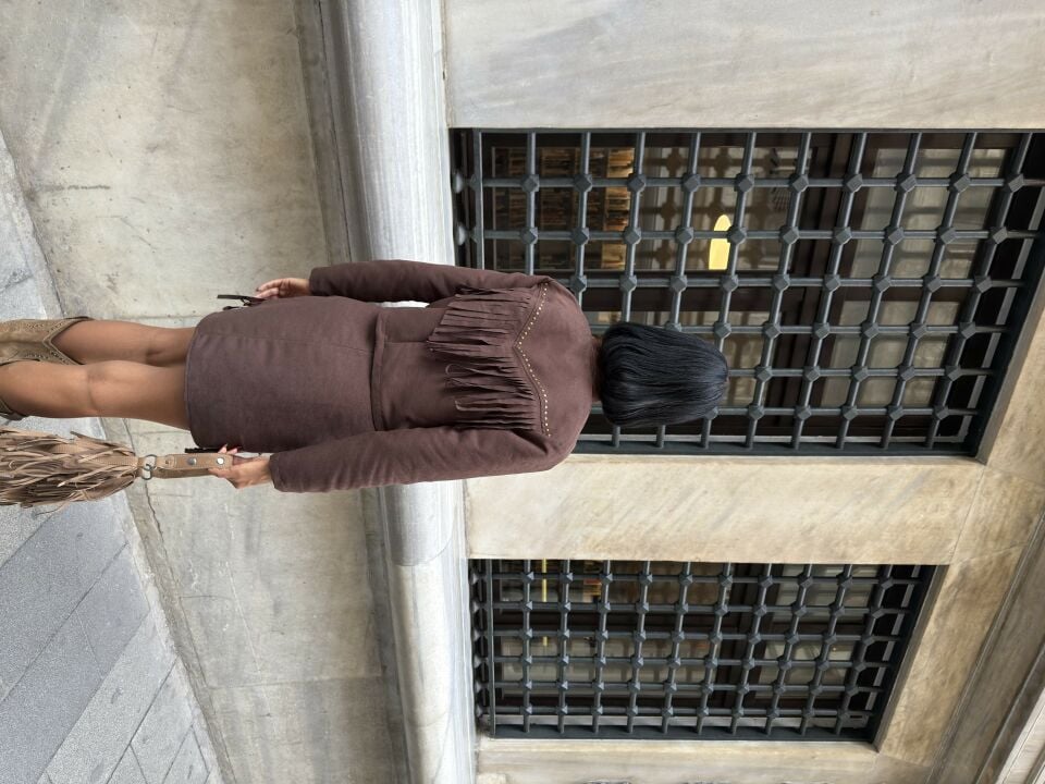 3100 ÇEKETLİ SUET TAKIM BROWN - KAHVE