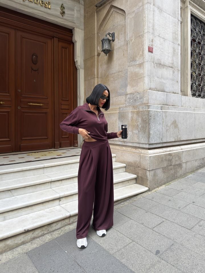 3109 YARIM FERMUARLI TAKIM BURGUNDY - BORDO