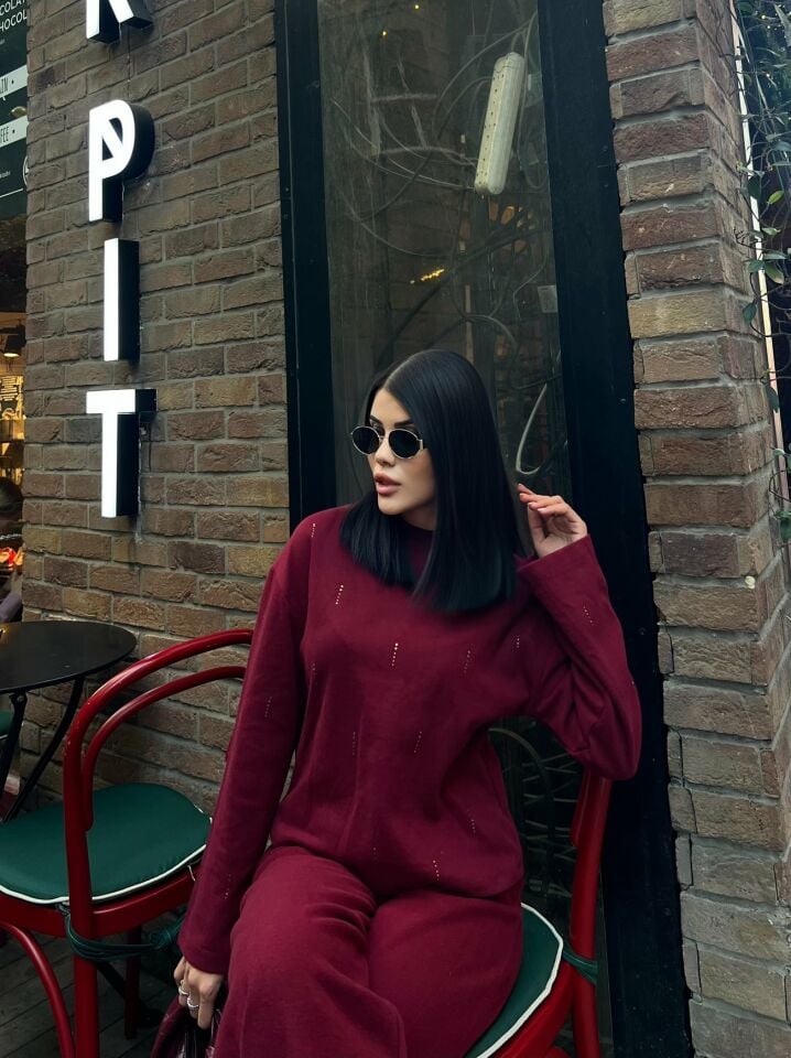 3106 TAŞLI TAKIM BURGUNDY - BORDO