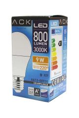 ACK 9W Led Ampul E27 A60 Günışığı 3000K