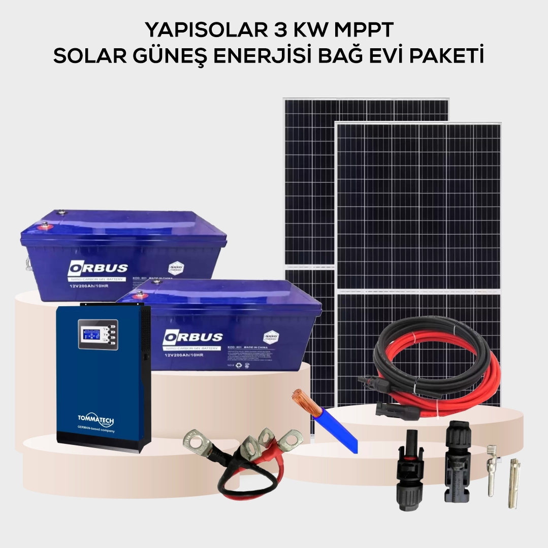 Yapısolar 3 Kw Mppt Monokristal Solar Güneş Enerjisi Bağ Evi Paketi