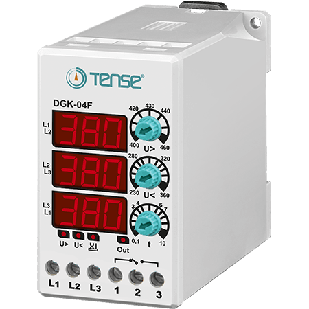 TENSE Dijital Aşırı-Düşük Ayarlı Faz Sıralı Trifaze Gerilim Kontrol Rölesi DGK-04F