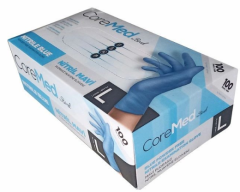 Coremed Pudrasız Nitril Muayene Eldiveni L Beden Mavi – 100’lü Kutu