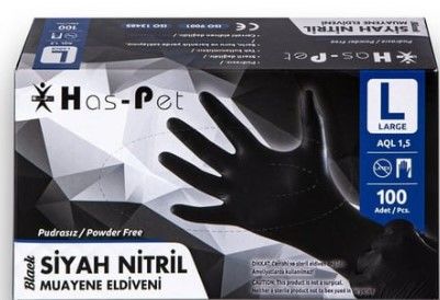 Haspet Nitril Eldiven Siyah L Beden 100'lü