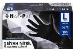Haspet Nitril Eldiven Siyah L Beden 100'lü