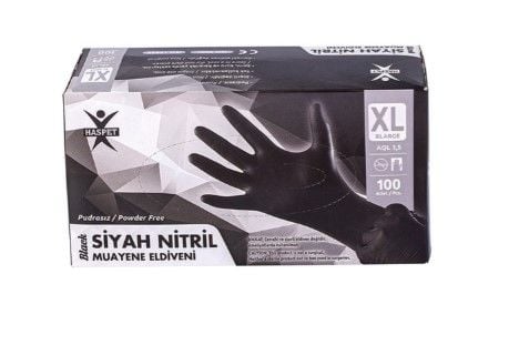 Haspet Nitril Eldiven Siyah XL Beden  100'lü
