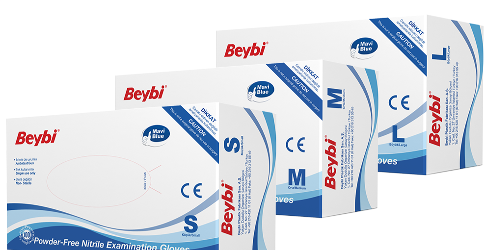 Beybi Pudrasız Nitril Mavi Eldiven L Beden