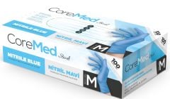 Coremed Pudrasız Nitril Muayene Eldiveni M Beden Mavi - 100’lü Kutu